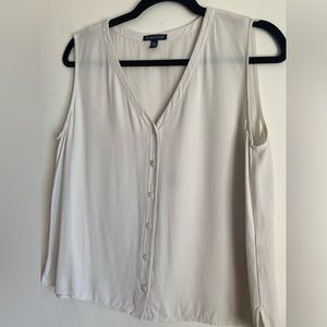 Eileen Fisher Bone Silk Georgette Crepe Sleeveless Vest Size SP